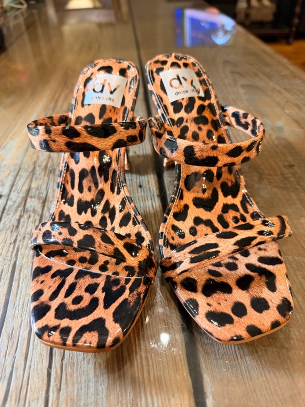 NWT! Dolce Vita Leopard Print Strappy Heeled Sandals - Brown/Black